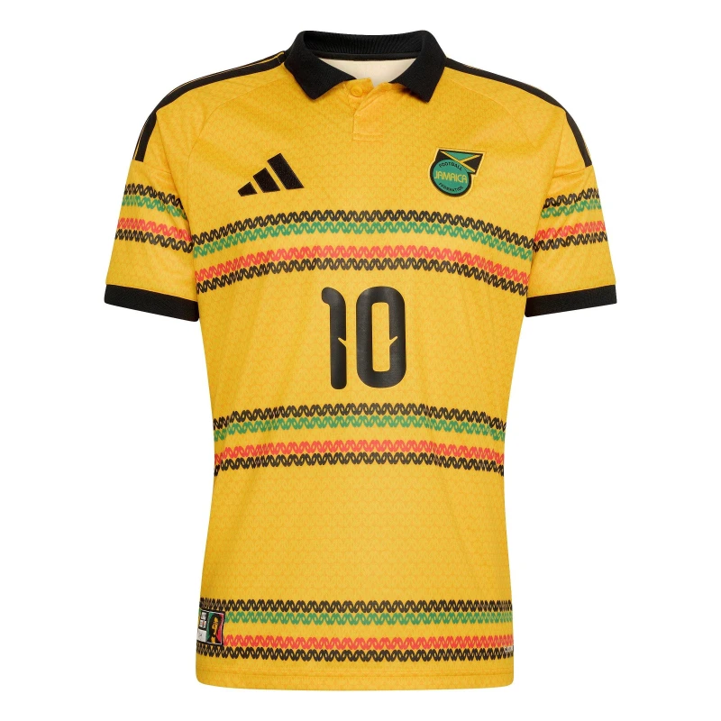 Image of adidas Mens Jamaica Marley 10 Home Shirt 2026 Gold/Green male S