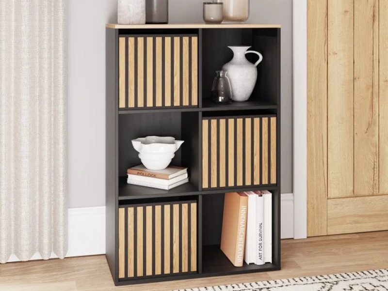 Image of GFW Kube 2x3 Black and Oak Shelf Storage Cube