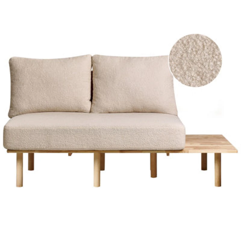 Image of Beliani Sofa 2 Seater Salo Boucle Beige With Tables