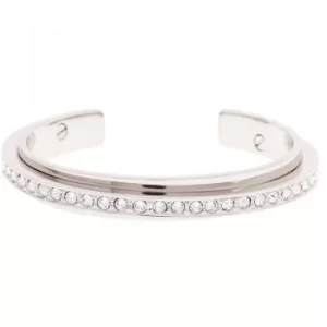 Image of Ladies Karen Millen Stainless Steel Crystal Diagonal Cuff Ml