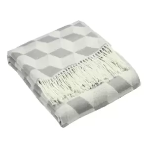Image of Aspect Geometric Fringed Throw Silver