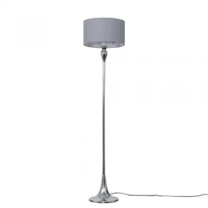 Image of Faulkner Chrome Floor Lamp with Large Dark Grey Reni Shade