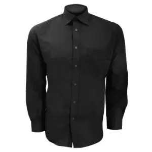 Image of Kustom Kit Mens Long Sleeve Business Shirt (17inch) (Black)
