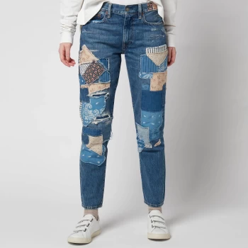 Image of Polo Ralph Lauren Womens Relaxed Boyfriend Patchwork Jeans - Burns Wash - W28