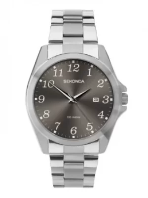 Image of Sekonda Mens Dark Grey Dial Stainless Steel Bracelet Watch 1636