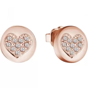 Image of Ladies Guess Heart Devotion Rose Gold Earrings
