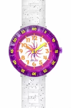 Image of Childrens Flik Flak Swirly Glitter Watch FCSP034