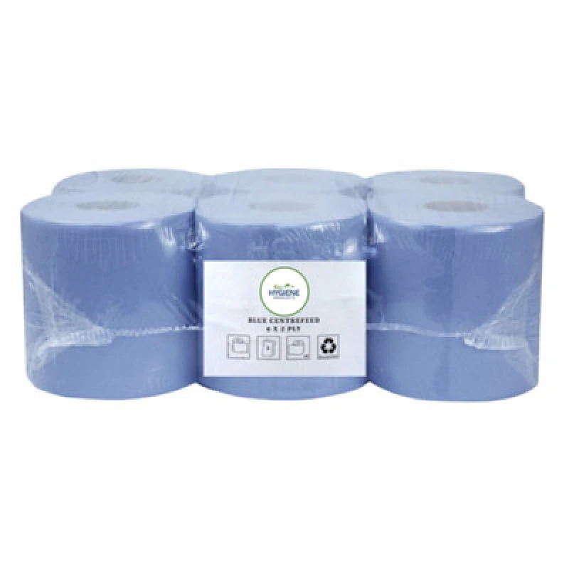 Image of Eco Bag Premium Blue Roll Strong, Absorbent & Versatile 300 Sheet Centrefeed Compatible For Home, Industrial & Commercial Cleaning
