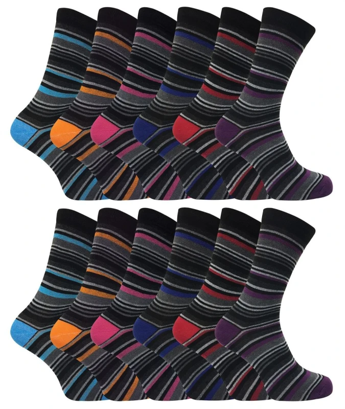 Image of Sock Snob Sock Snob Men 12 Pairs Cotton Rich Formal Dress Coloured Socks Size: 6-11 Multi 6-11 Male 5060910925607