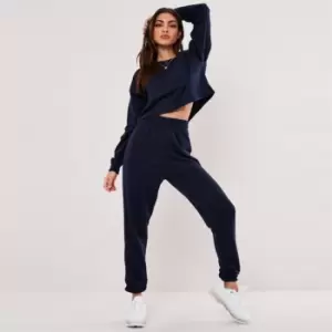 Image of Missguided Tall Co Ord Crop Sweat Jogger Set - Blue