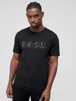 Image of BOSS Tee 5 Tonal Logo T-Shirt - Black, Size L, Men