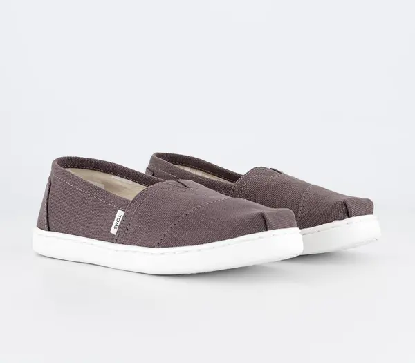 Image of TOMS Kids Alpargata Youth Slip Ons Grey, 12 Youth