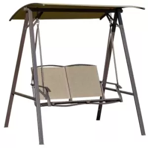 Image of Outsunny 2 Seater Garden Swing Seat w/ Adjustable Shade, Metal Frame and Texteline Seat - Brown