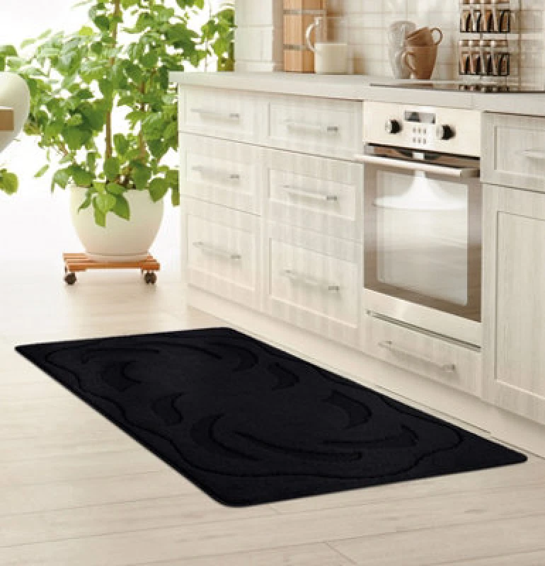 Image of Smart Living Smart Living Ovalack Heavy Duty Machine Washable Hallway Kitchen Non Slip Door Mat in Black Size: 50cm x 80cm Black 50cm x 80cm Unisex