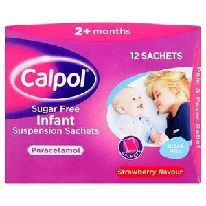 Image of Calpol Infant 2+ Months Strawberry Flavour Sachets 12s