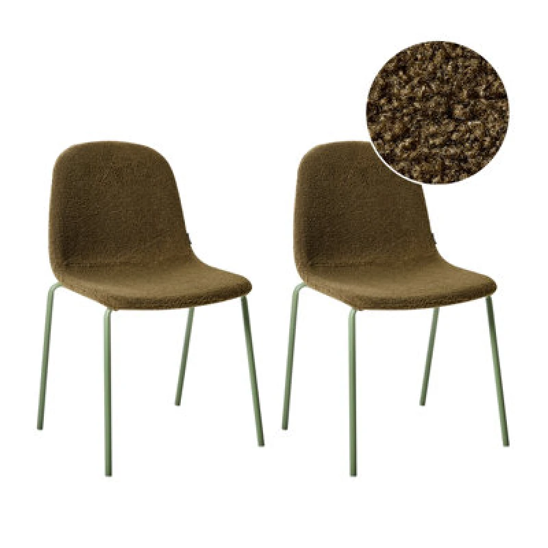 Image of Beliani Set Of 2 Conference Chairs Loma Boucle Green
