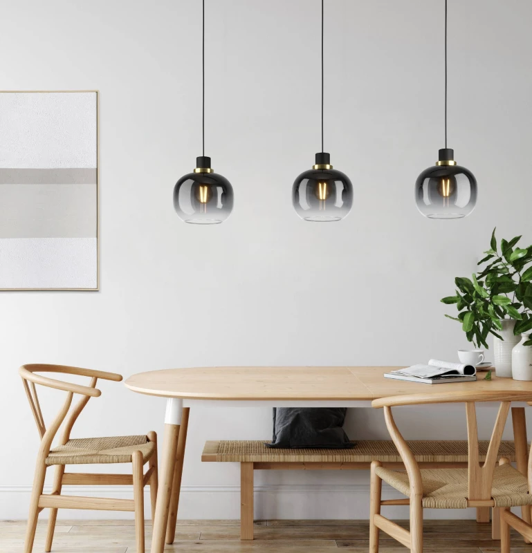 Image of EGLO Eglo OILELLA Linear Black and Grey Glass Pendant Light Black One Size Unisex 9002759996178