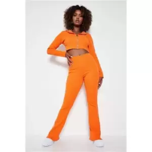 Image of I Saw It First Orange Recycled Ribbed Wide Leg Trousers - Orange