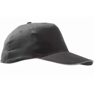 Image of SOLS Unisex Sunny 5 Panel Baseball Cap (ONE) (Dark Grey/Light Grey)