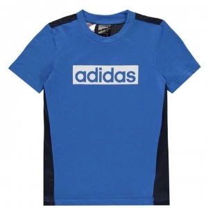 Image of adidas Climalite Box Logo T Shirt Junior Boys - Blue
