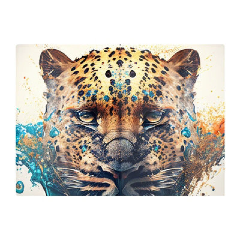Image of Warren Reed Designer Leapoard Face Splashart Light Background Glass Chopping Board