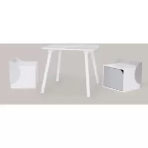 Image of Fantasy Fields by Wooden Biscay Table and 2 Chairs with Storage, Gray - Teamson Kids