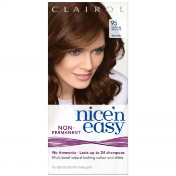 Image of Clairol Nice'n Easy Semi Permanent Hair Dye with No Ammonia 95 Medium Bronze Brown