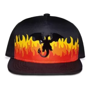 Image of Pokemon Flame Charizard Snapback Baseball Cap, Black (SB541037POK)