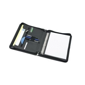 Image of 5 Star Elite A4 Zipped Conference Ring Binder Genuine Leather Capacity 20mm Black
