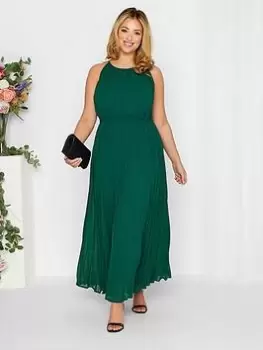 Image of Yours Curve Occasion Pleated Maxi Dress, Green, Size 22, Women