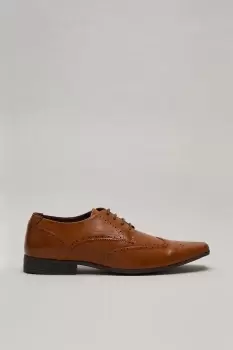 Image of Mens Tan Leather Look Brogue Shoes