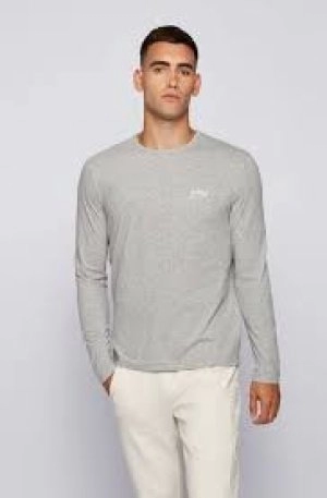 Image of Hugo Boss Athleisure Curved Logo T-Shirt Open Grey Size S Men
