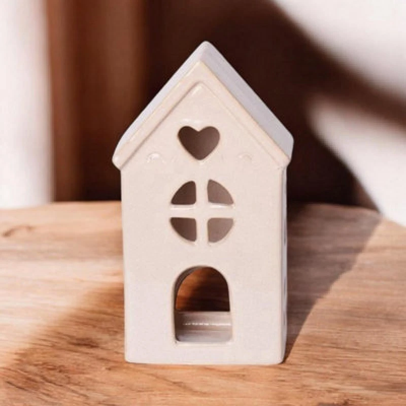 Image of MSL 22CM CREAM CERAMIC HOUSE TEALIGHT HOLDER