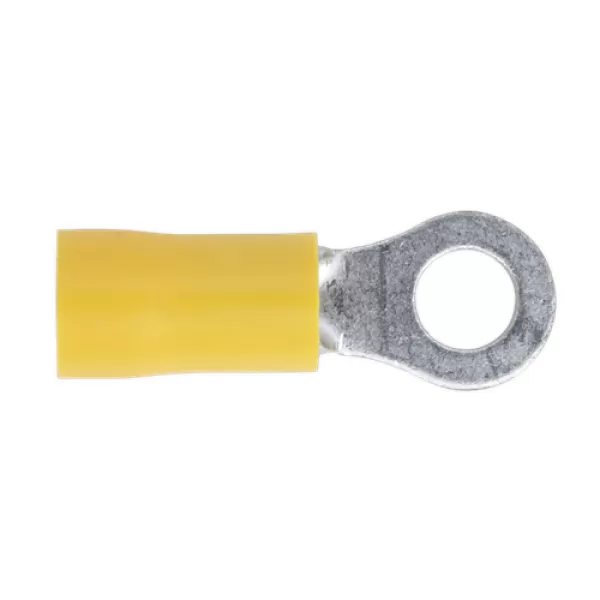 Image of Genuine SEALEY YT18 Easy-Entry Ring Terminal Ø5.3mm (2BA) Yellow Pack of 100