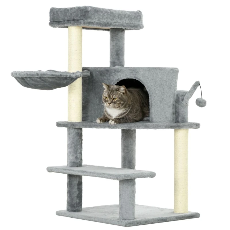 Image of PawHut Pawhut - Cat Tree Tower Climbing Activity Center with Sisal Scratching Post Grey 5056725381646