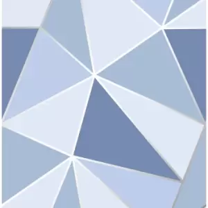 Image of Fine Decor Apex Geo Sidewall Wallpaper, Blue