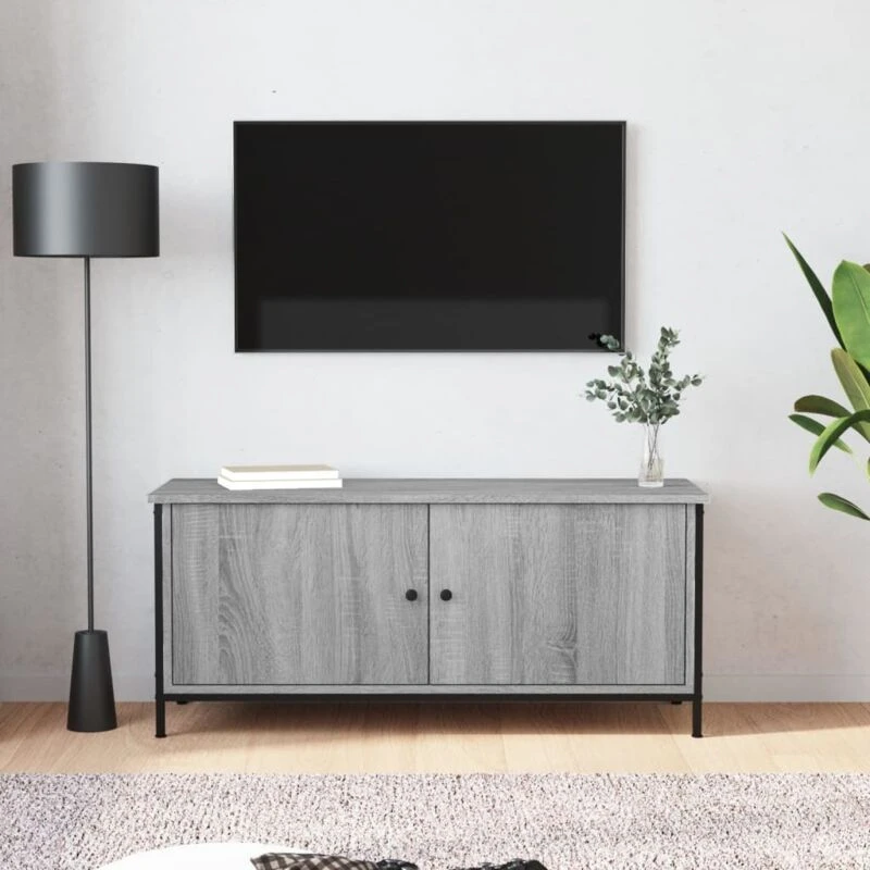 Image of VIDAXL TV Cabinet with Doors Grey Sonoma 102x35x45cm Engineered Wood Vidaxl 8720845759360