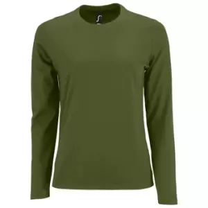 Image of SOLS Womens/Ladies Imperial Long Sleeve T-Shirt (L) (Dark Khaki)