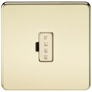 Image of KnightsBridge 13A Screwless Polished Brass Fused Spur Connector Unit Wall Plate