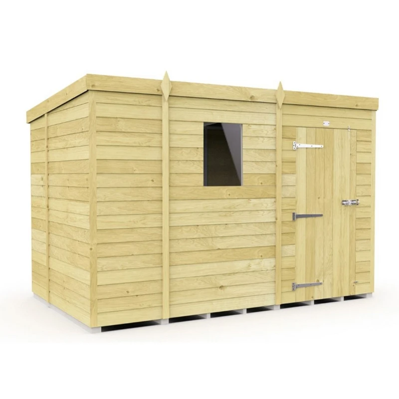 Image of Buttercup Farm 9 x 6 Feet Pent Shed - Single Door W/ Windows - L178 x W276 x H201cm in Brown Brown Unisex