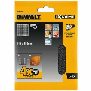 Image of DEWALT Extreme 4X Life Mesh 115mm x 115mm Sanding Sheets 240g Pack of 5