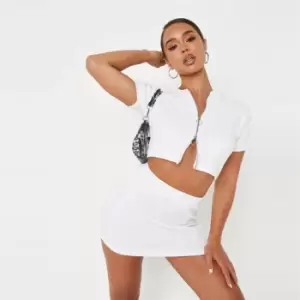 Image of Missguided Zip Front Cardi and Skirt Set - White