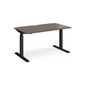 Image of Height Adjustable Desk Rectangular Desk 1400mm Walnut Tops With Black Frames Elev8 Touch