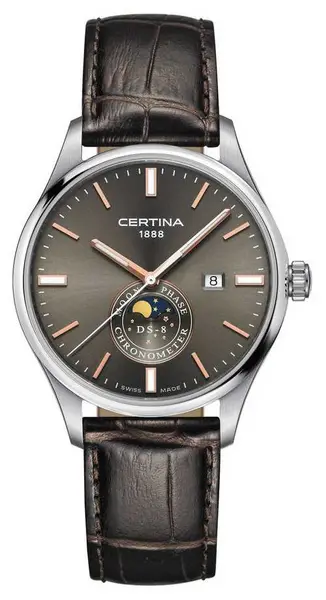 Image of Certina C0334571608100 Mens DS 8 Chrono Moon Phase Brown Watch