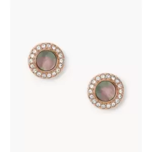 Image of Fossil Womens Val Gray Mother-Of-Pearl Glitz Studs - Rose Gold