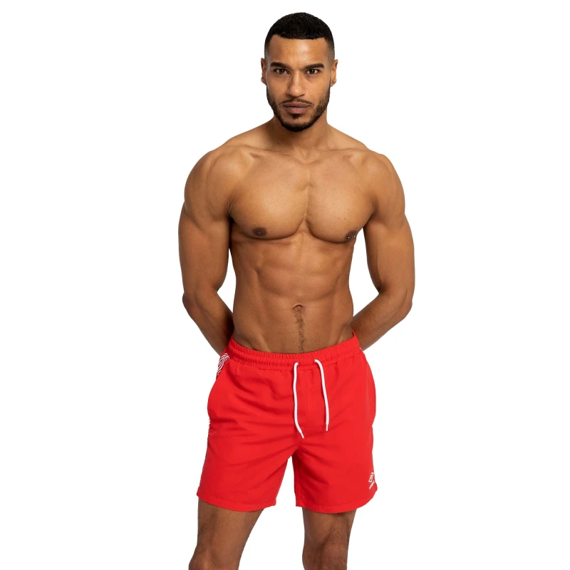Image of Umbro Umbro Men Taped Swim Shorts in Scarlet Size: Small Scarlet S Male 5063107693761