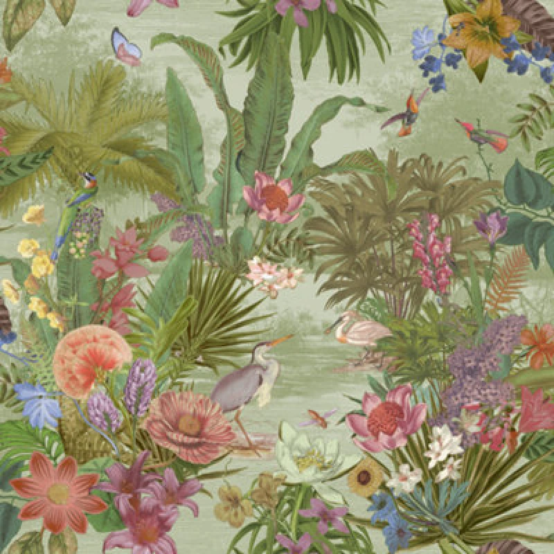 Image of Paul Moneypenny Eclectic Floral Hall Green Wallpaper For Grandeco, Green 204401
