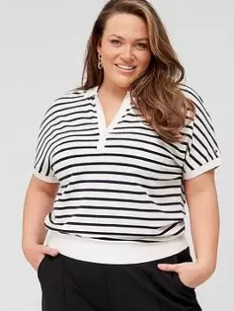 Image of Tommy Hilfiger Curve Relax Lyocell Polo - Blue Size 48, Women