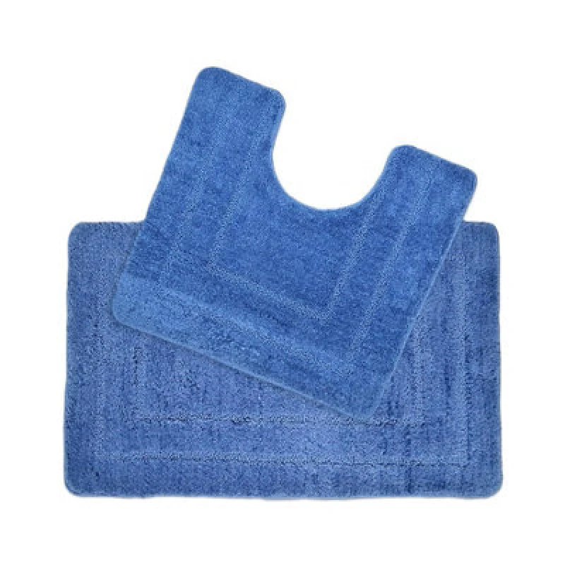 Image of Allure Bath Fashions Two Piece Non-Slip Bath Mat and Pedestal Mat Set Blue