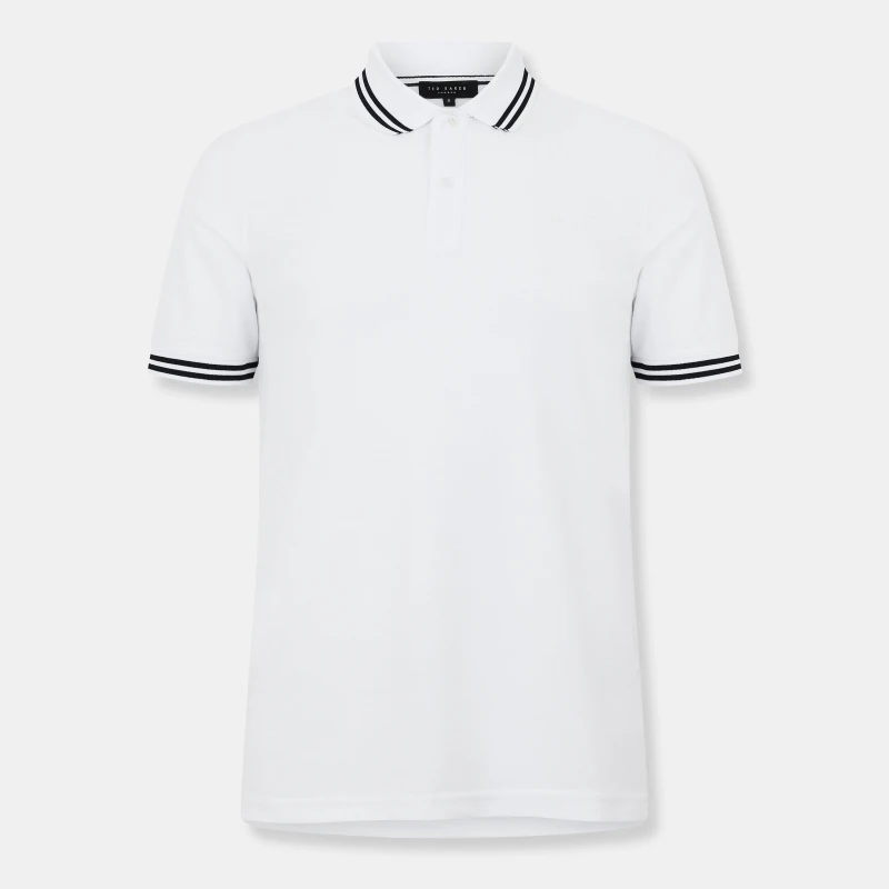 Image of Ted Baker Mens Tailored Fit Short Sleeve Polo Shirt White male M (3)